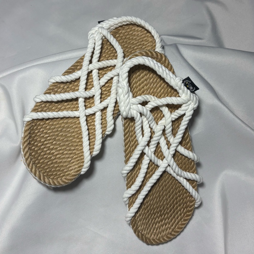 Nomadic State of Mind Tan and White Rope Sandals